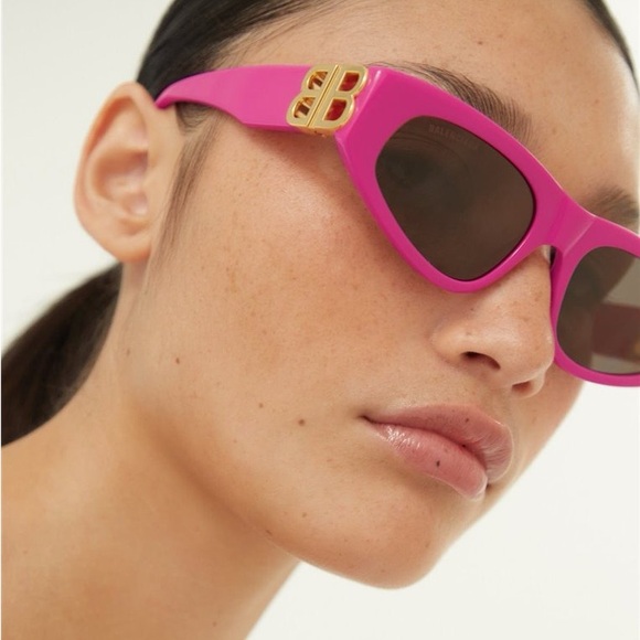 NEW BALENCIAGA BB0095S 017 PINK CAT EYE UNISEX SUNGLASSES - Picture 10 of 13